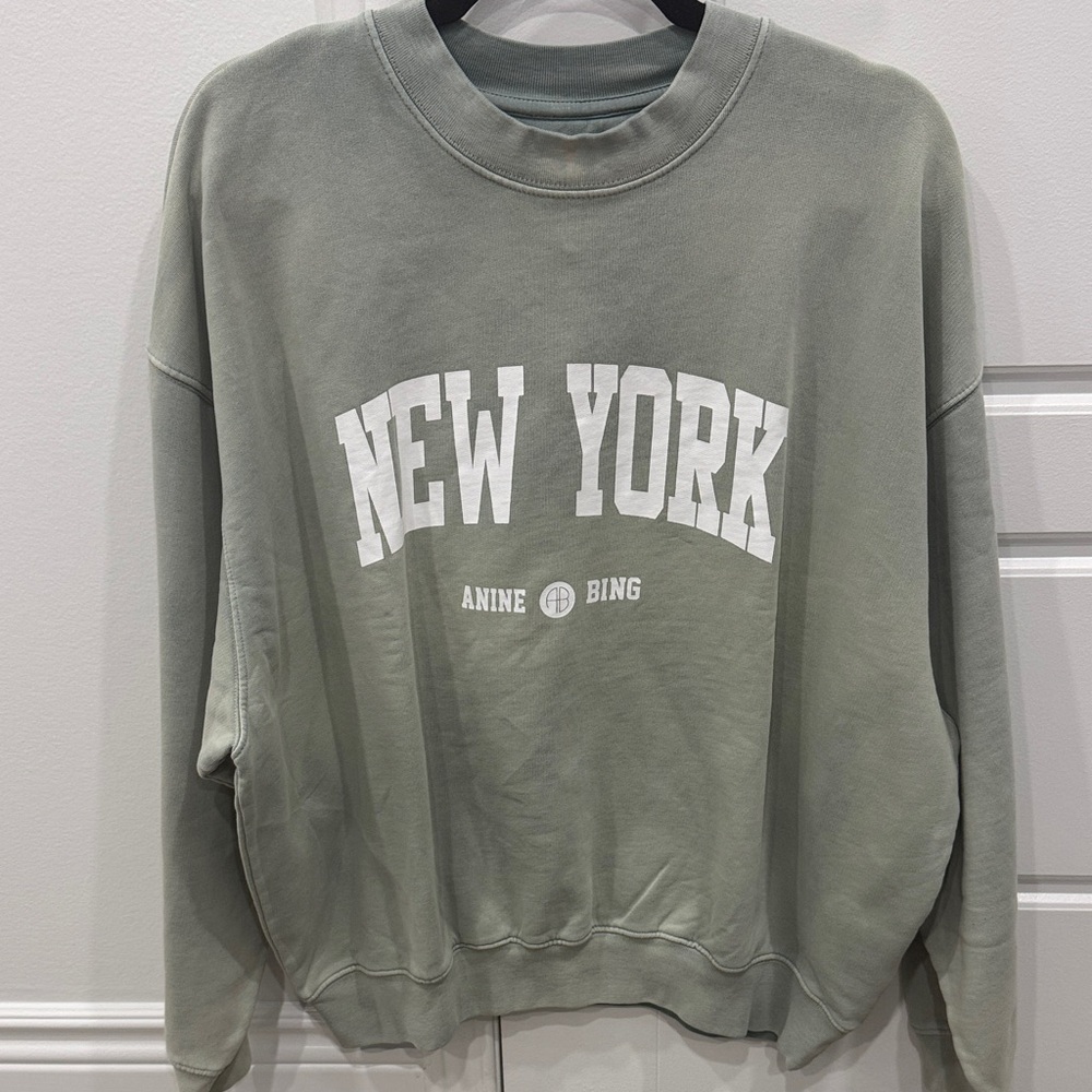 NWT Anine Bing Sage Green New York Crewneck